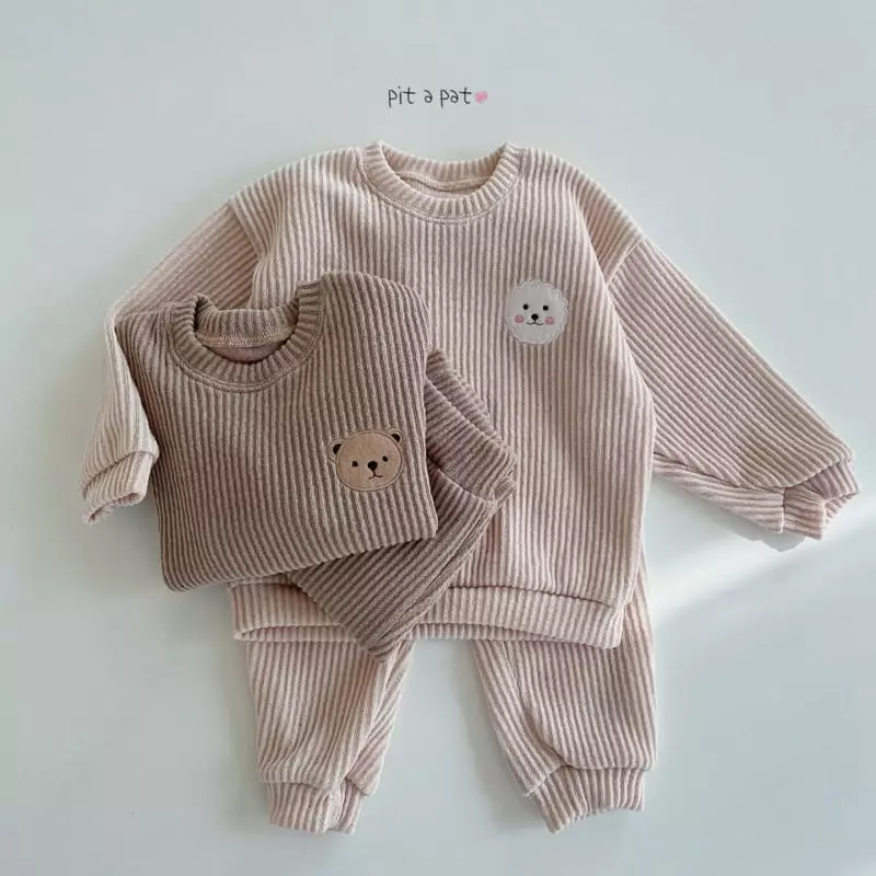 Pitapat - Korean Baby Fashion - #babygirlfashion - Friends Knit Top Bottom Set - 6