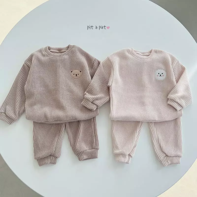 Pitapat - Korean Baby Fashion - #babylifestyle - Friends Knit Top Bottom Set - 7