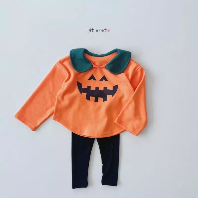 Pitapat - Korean Children Fashion - #discoveringself - Pumpkin Collar Tee - 2