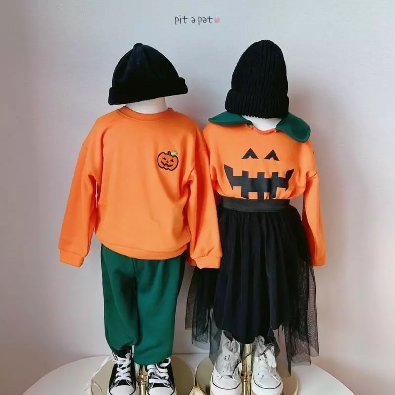 Pitapat - Korean Children Fashion - #discoveringself - Pumpkin Top Bottom Set - 4