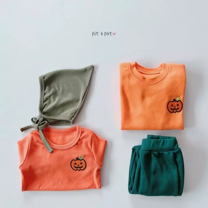 Pitapat - Korean Children Fashion - #kidzfashiontrend - Pumpkin Top Bottom Set - 7