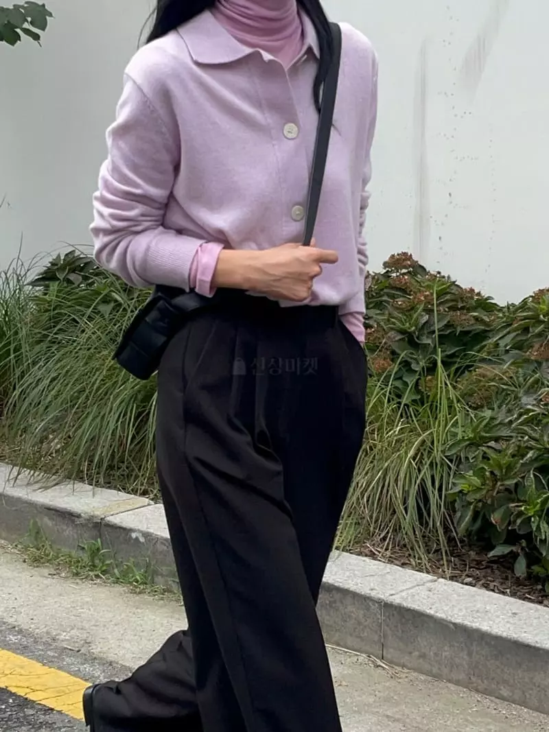 Plat - Korean Women Fashion - #momslook - Cash Collar Button Knit Tee - 5