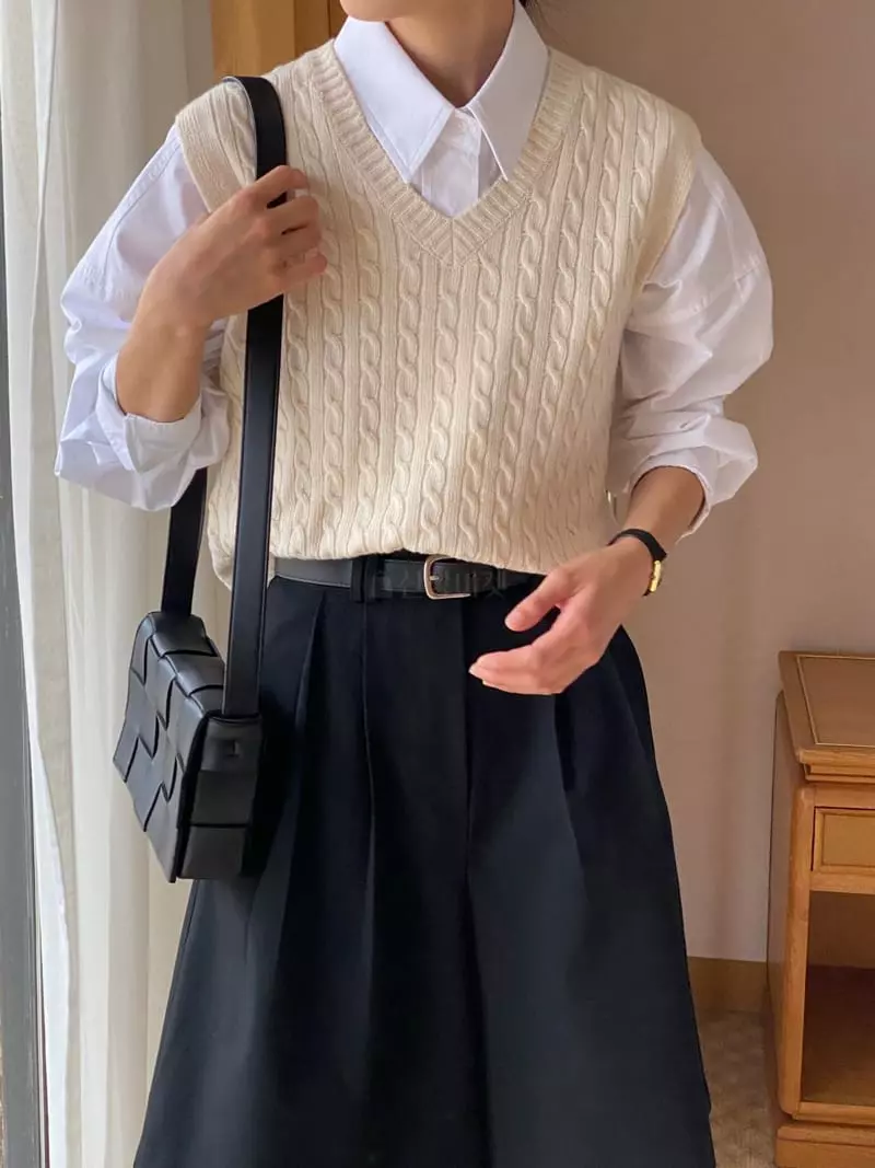 Plat - Korean Women Fashion - #thatsdarling - Cable Vest - 3