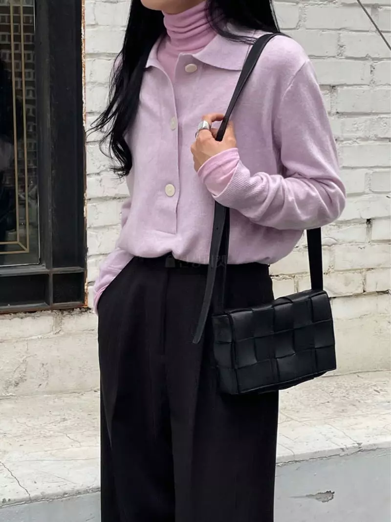 Plat - Korean Women Fashion - #womensfashion - Cash Collar Button Knit Tee - 8