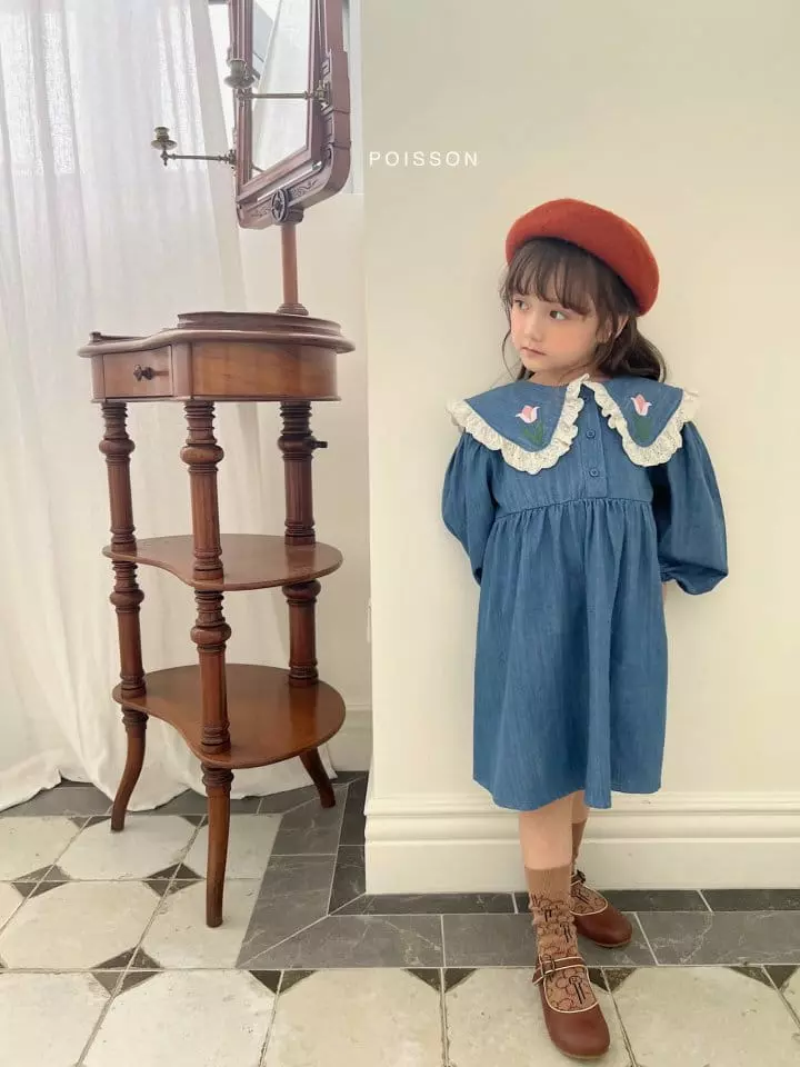 Poisson - Korean Children Fashion - #childofig - Flower Denim One-piece - 9