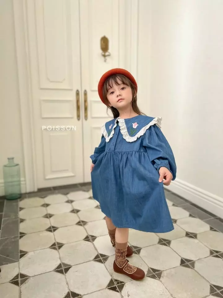Poisson - Korean Children Fashion - #childrensboutique - Flower Denim One-piece - 11