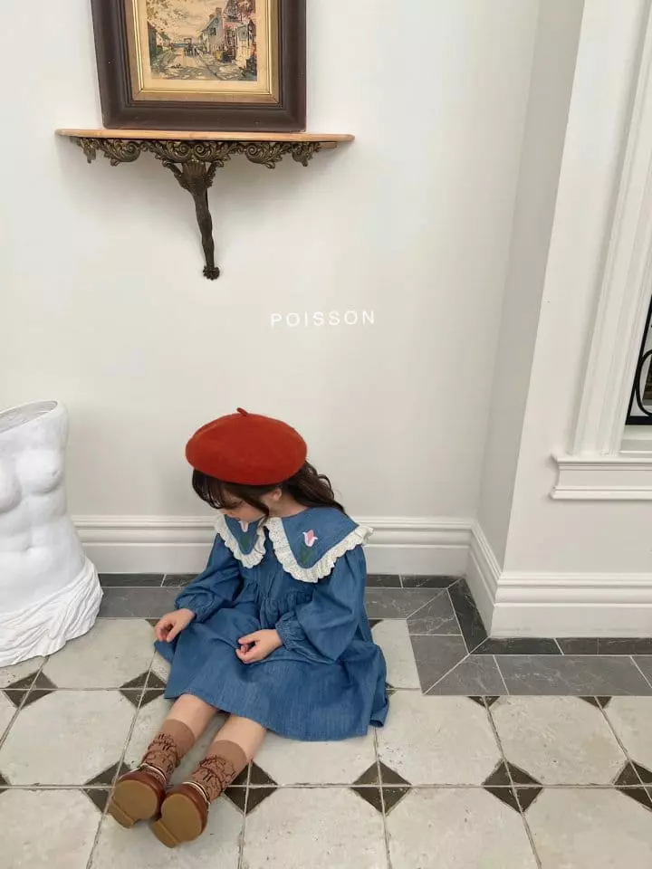 Poisson - Korean Children Fashion - #designkidswear - Flower Denim One-piece - 12