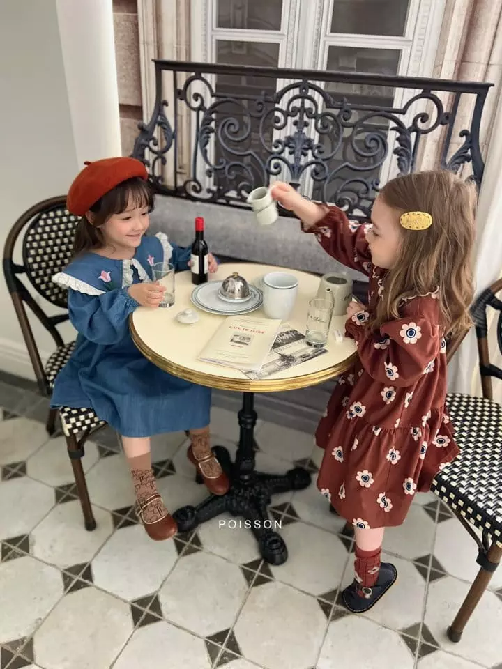Poisson - Korean Children Fashion - #kidsstore - Flower Denim One-piece - 2