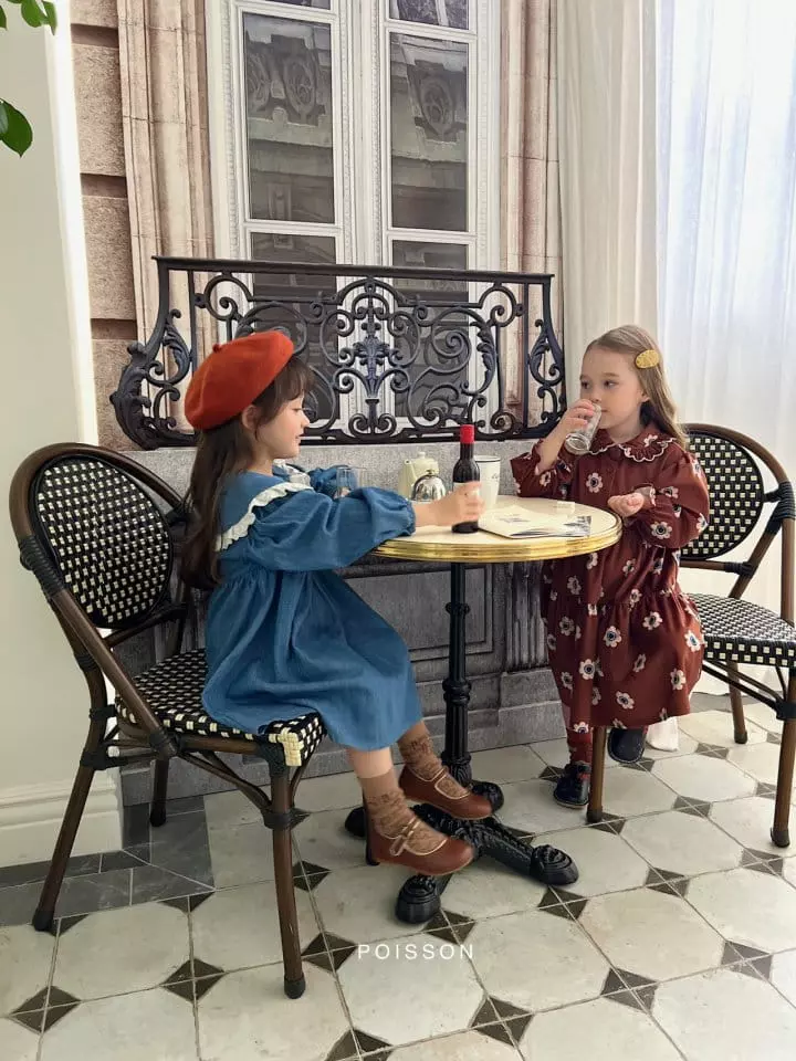 Poisson - Korean Children Fashion - #kidzfashiontrend - Flower Denim One-piece - 3