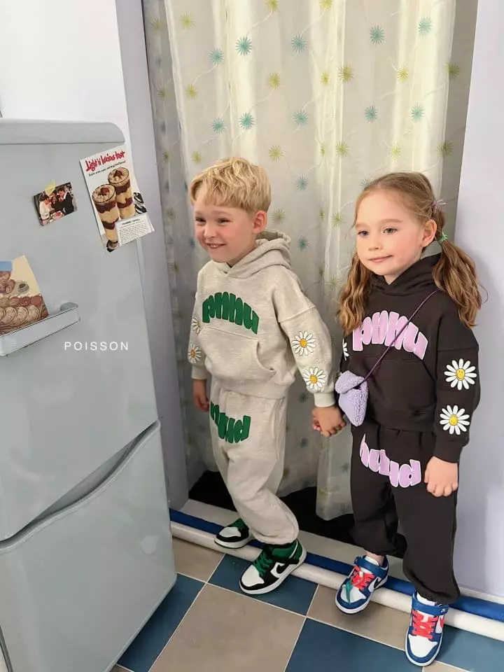 Poisson - Korean Children Fashion - #littlefashionista - Jolly Hoody Top Bottom Set - 3