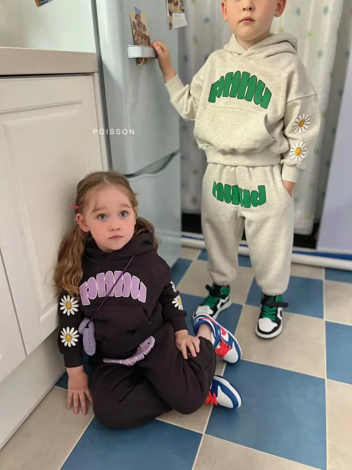 Poisson - Korean Children Fashion - #littlefashionista - Jolly Hoody Top Bottom Set - 4