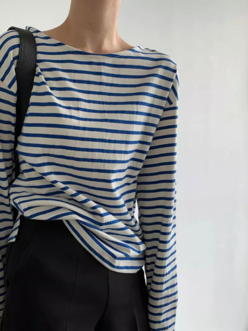 Project View - Korean Women Fashion - #momslook - Autumn Stripes Tee - 3