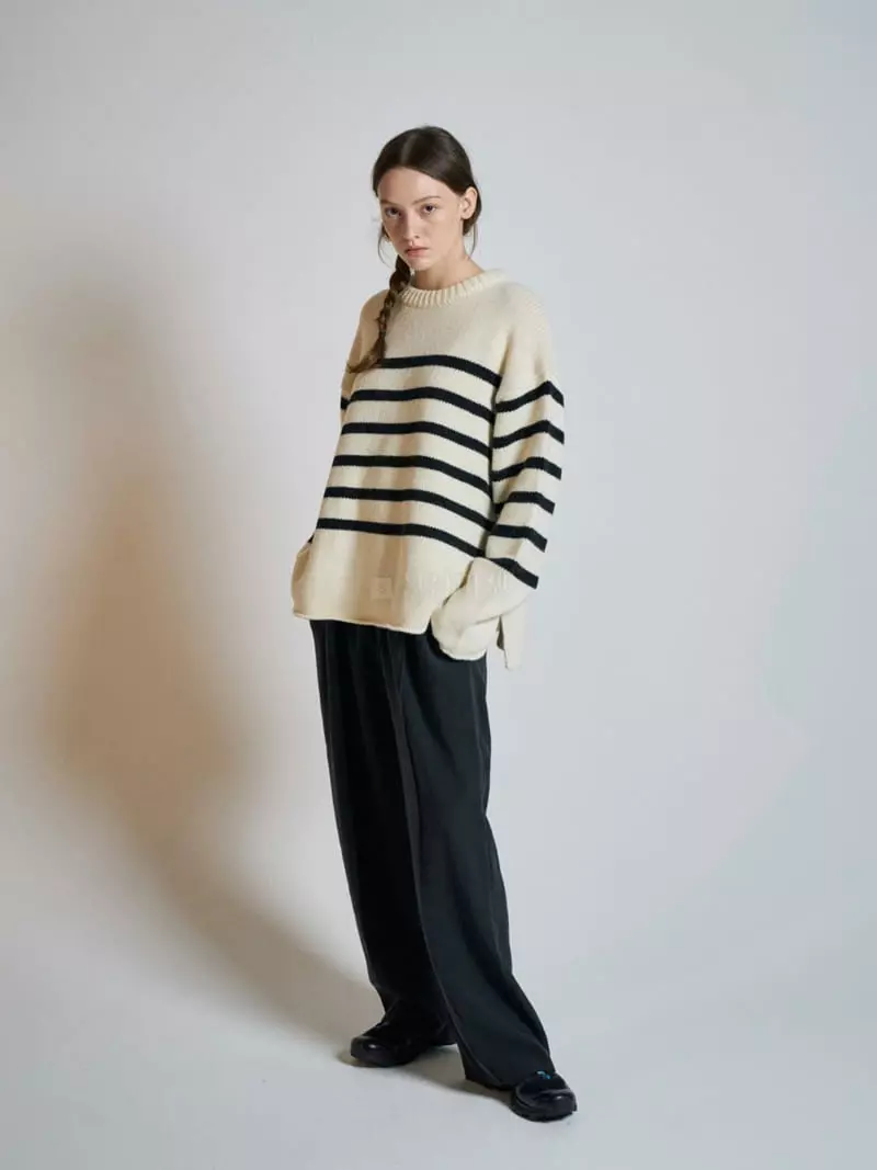 Project View - Korean Women Fashion - #momslook - Stripes Slit Knit Tee