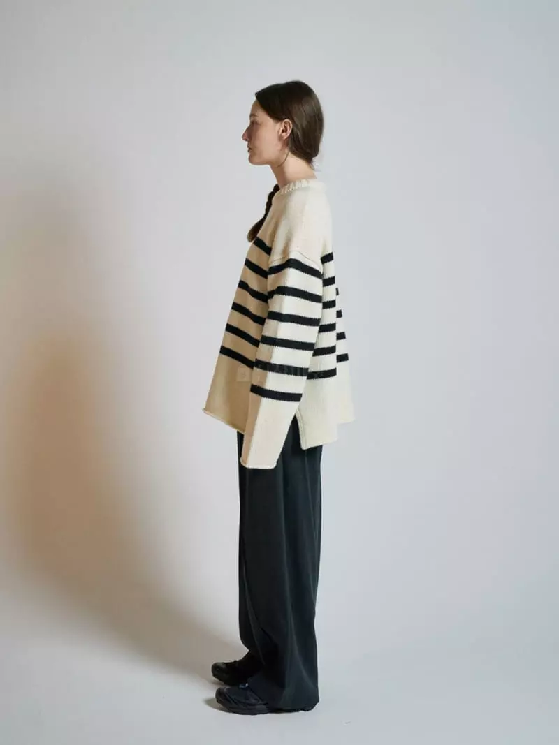 Project View - Korean Women Fashion - #womensfashion - Stripes Slit Knit Tee - 2