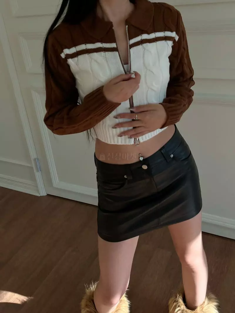 Project Wave - Korean Women Fashion - #womensfashion - Crop Knit Zip-up - 4