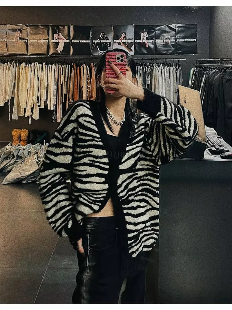 Project Wave - Korean Women Fashion - #momslook - Zebra Cardigan