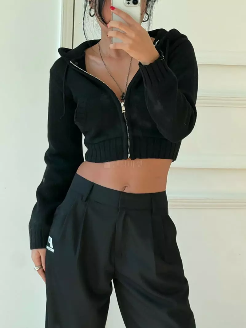 Project Wave - Korean Women Fashion - #momslook - Cashmere Hoody Zip-up
