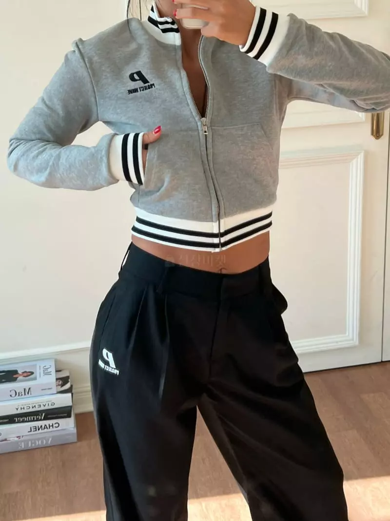 Project Wave - Korean Women Fashion - #momslook - P Embroidery Zip-up - 8