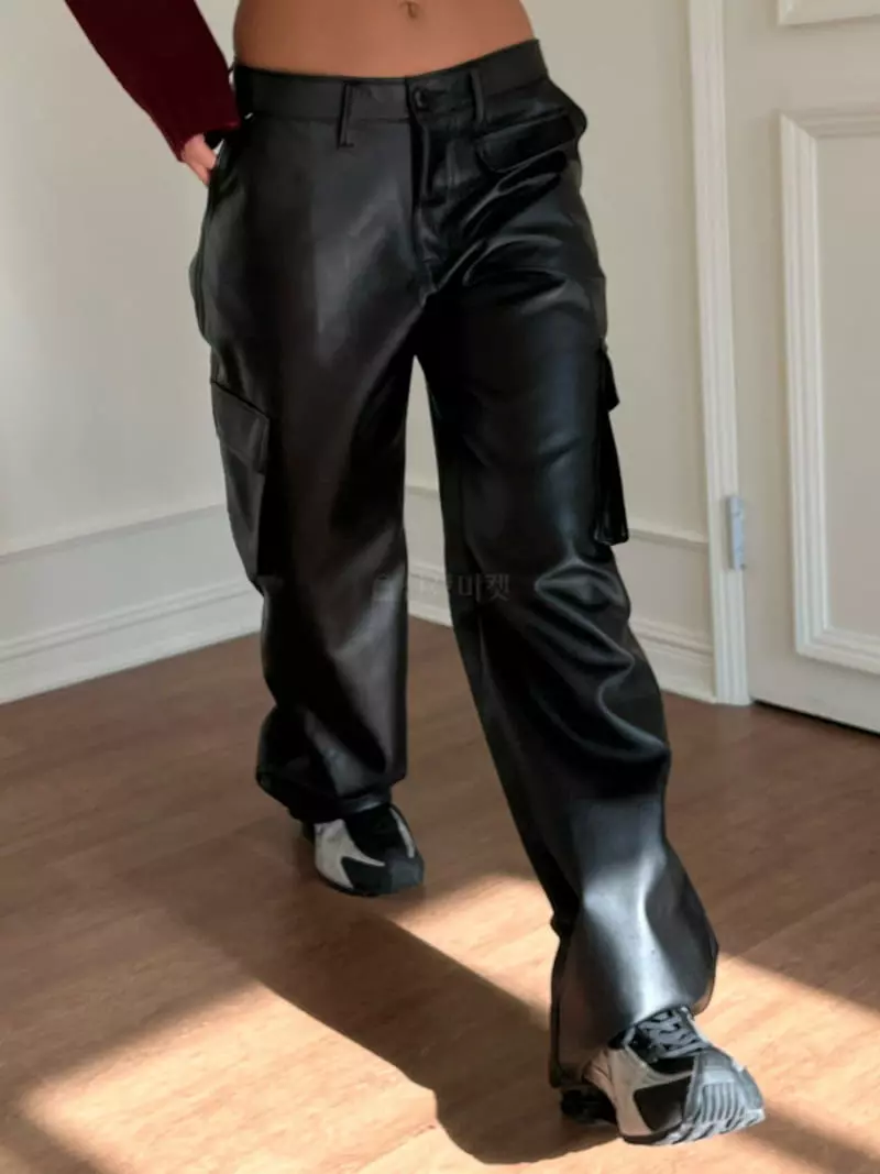 Project Wave - Korean Women Fashion - #shopsmall - Leather Pants - 2
