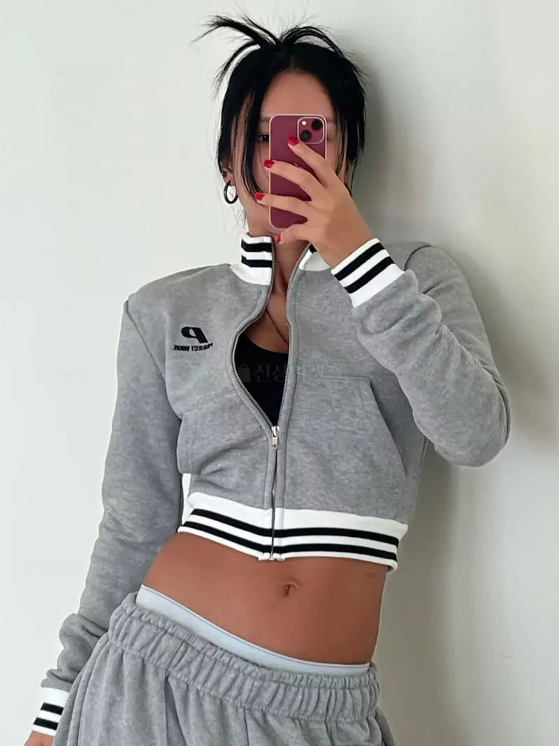 Project Wave - Korean Women Fashion - #shopsmall - P Embroidery Zip-up - 4