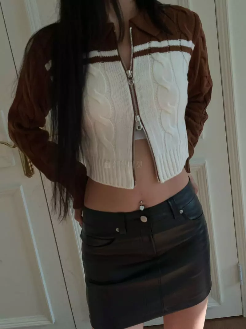 Project Wave - Korean Women Fashion - #womensfashion - Crop Knit Zip-up - 7