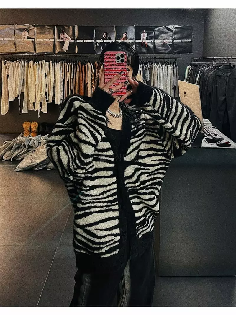 Project Wave - Korean Women Fashion - #womensfashion - Zebra Cardigan - 2