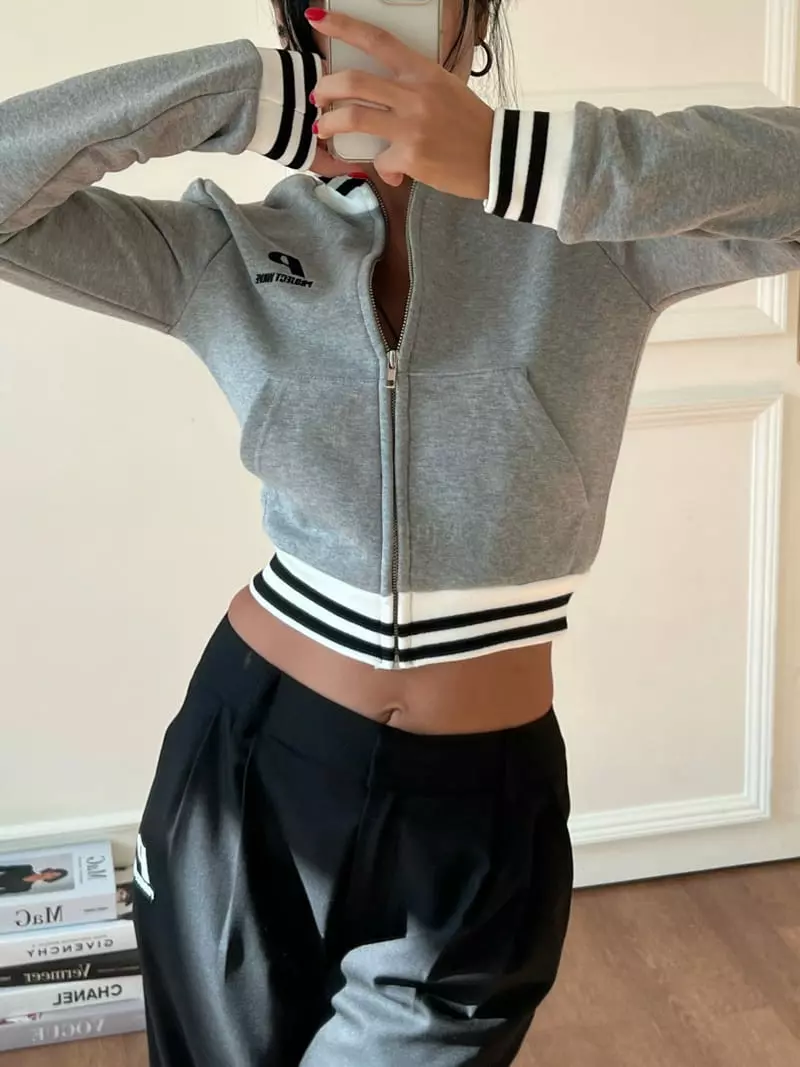 Project Wave - Korean Women Fashion - #womensfashion - P Embroidery Zip-up - 9