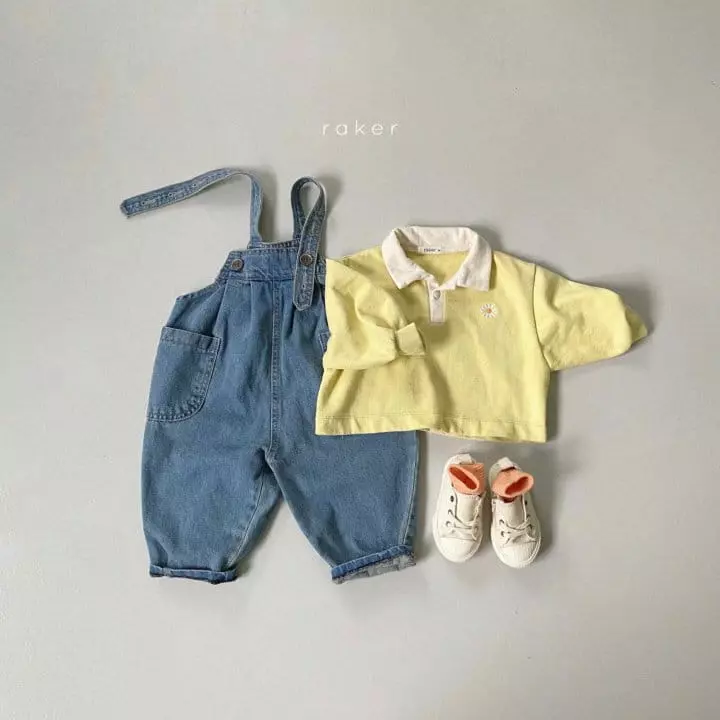 Raker - Korean Children Fashion - #Kfashion4kids - Pumpkin Overalls Denim - 2