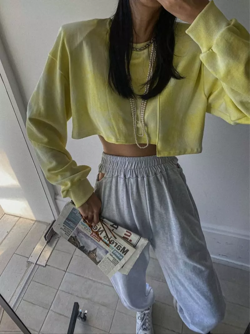 Rare Closet - Korean Women Fashion - #momslook - Tie Dye Crop Sweatshirt - 12