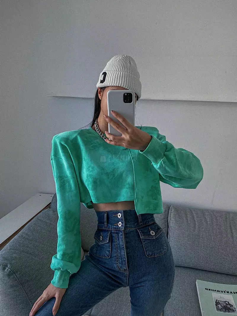 Rare Closet - Korean Women Fashion - #momslook - Tie Dye Crop Sweatshirt - 2