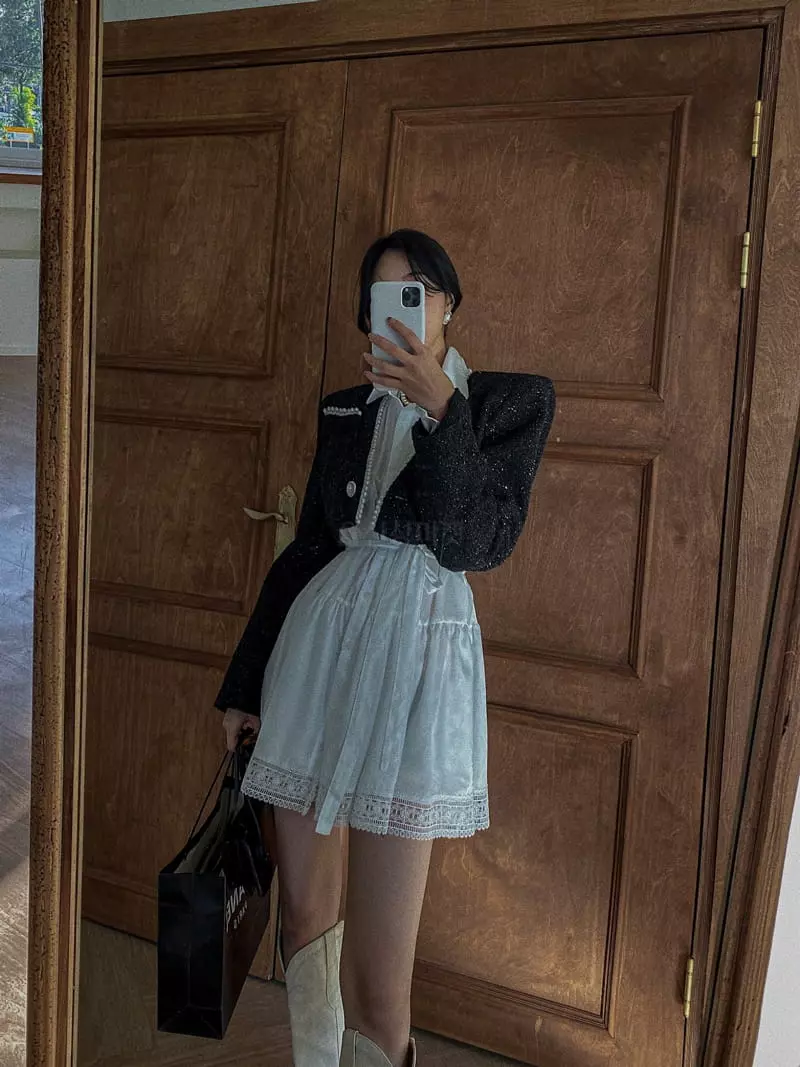 Rare Closet - Korean Women Fashion - #momslook - Pearl Twid Jacket - 2