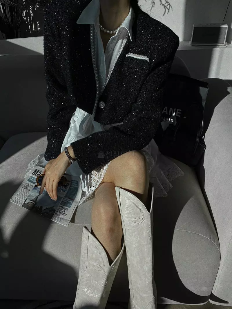 Rare Closet - Korean Women Fashion - #womensfashion - Pearl Twid Jacket - 4