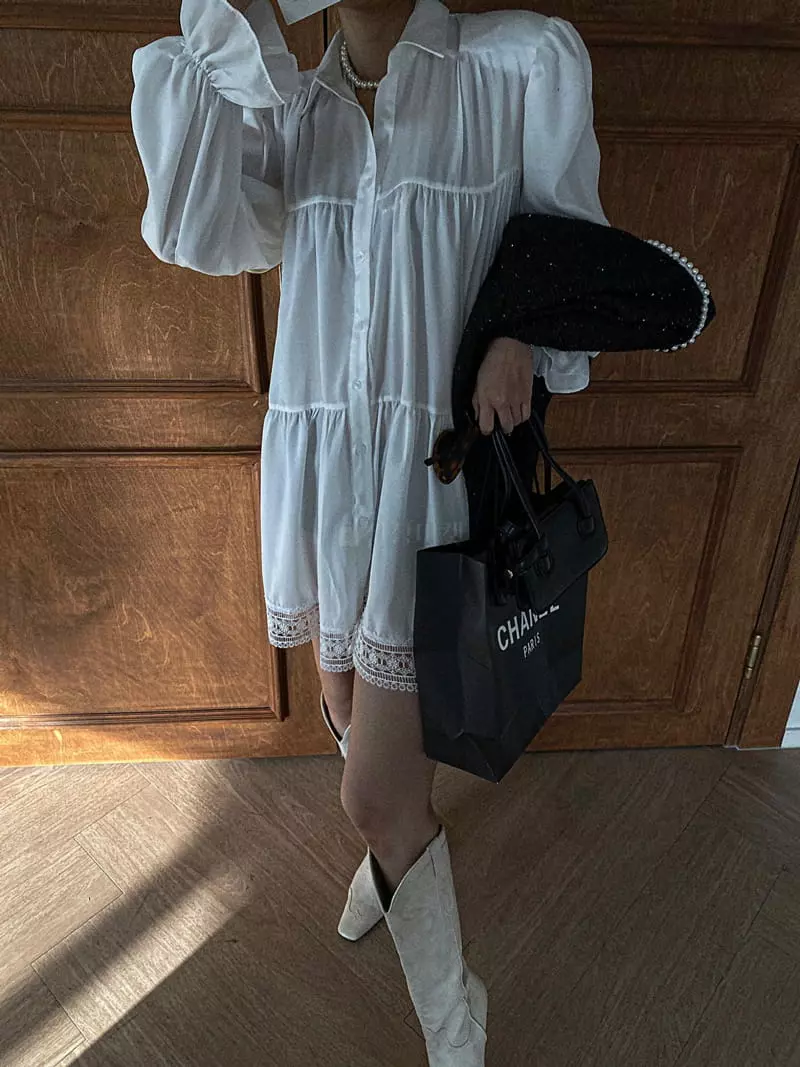 Rare Closet - Korean Women Fashion - #momslook - Brondy Lace One-piece - 2