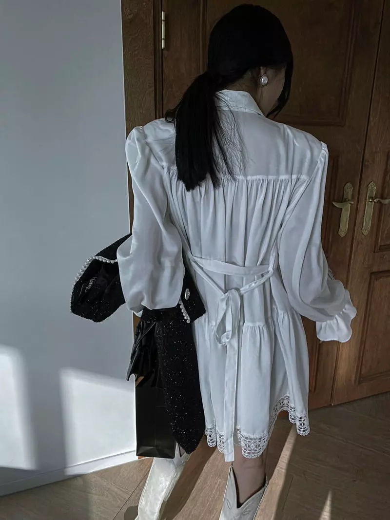 Rare Closet - Korean Women Fashion - #momslook - Brondy Lace One-piece - 6