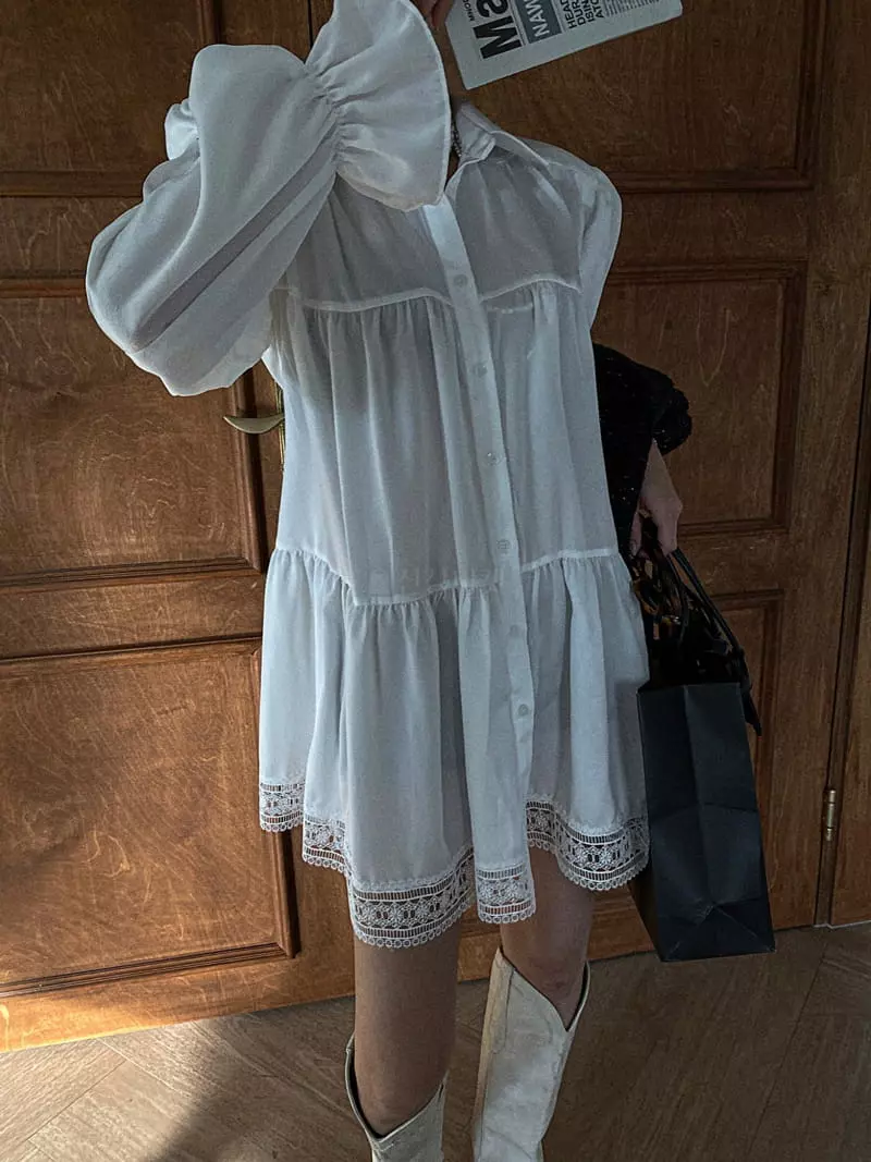 Rare Closet - Korean Women Fashion - #momslook - Brondy Lace One-piece - 8