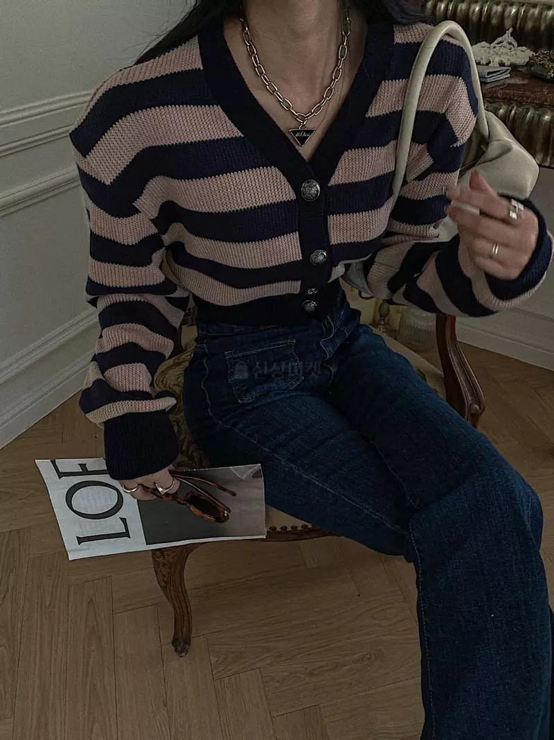 Rare Closet - Korean Women Fashion - #momslook - May Stripes Cardigan - 2