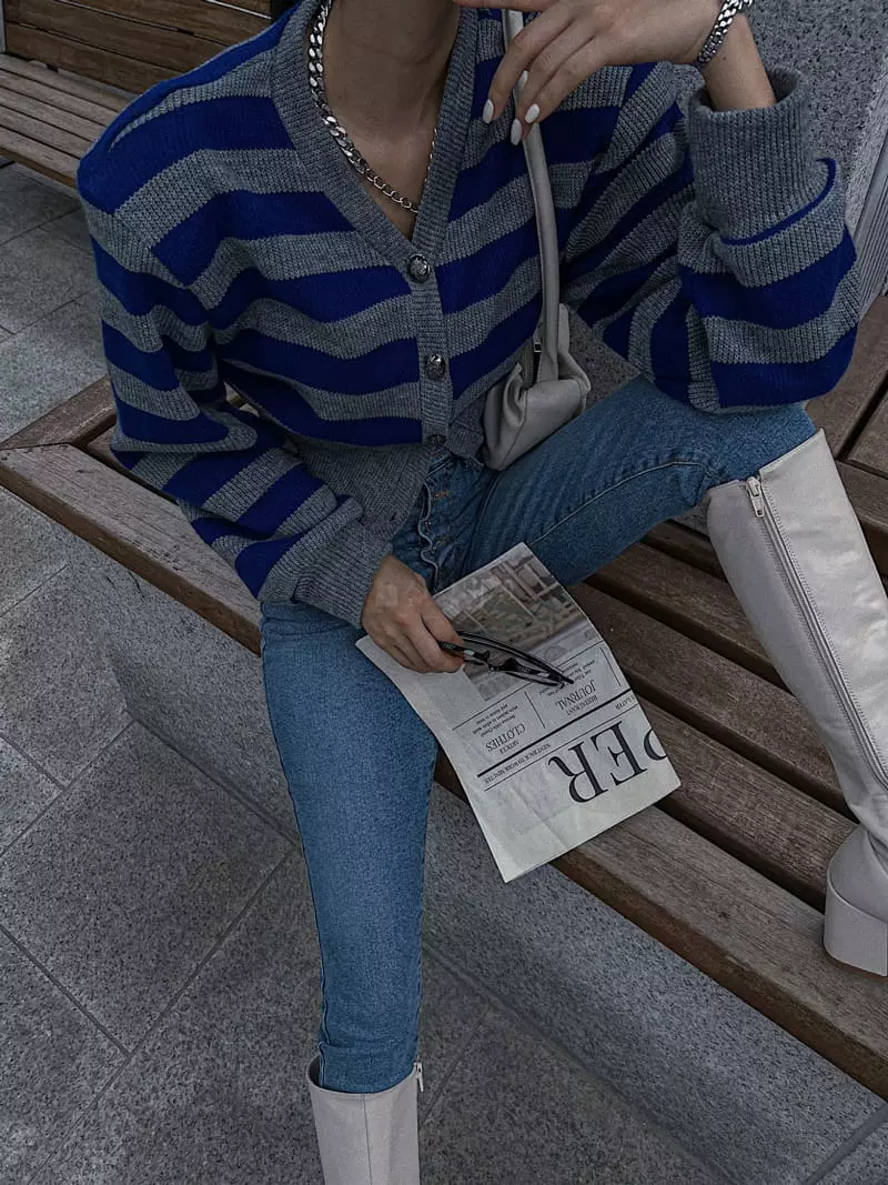 Rare Closet - Korean Women Fashion - #momslook - May Stripes Cardigan - 7
