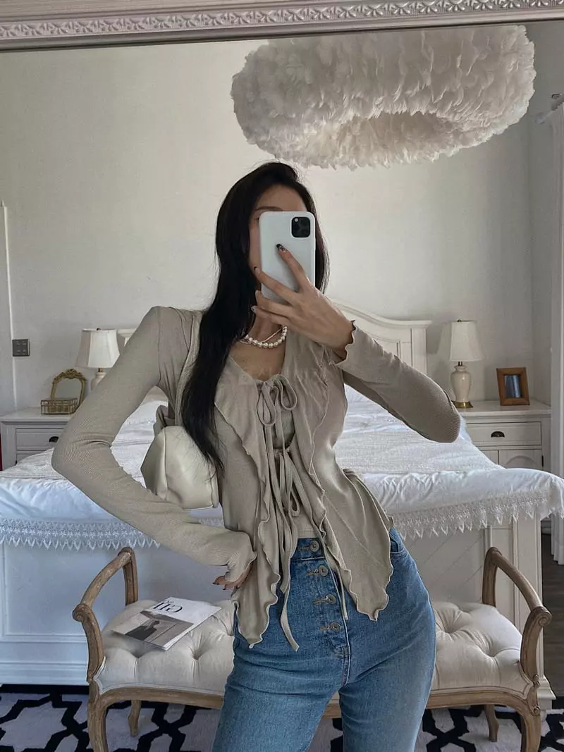 Rare Closet - Korean Women Fashion - #momslook - Loe Frill Cardigan - 2