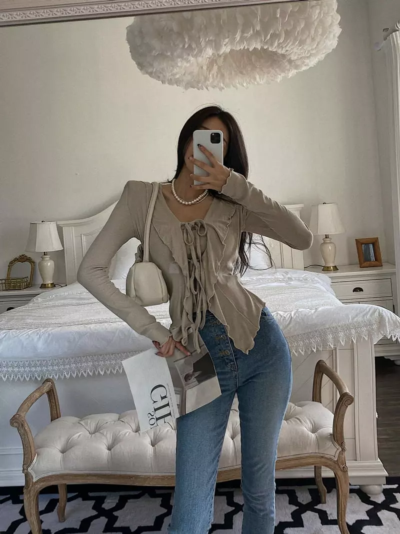 Rare Closet - Korean Women Fashion - #momslook - Loe Frill Cardigan - 5