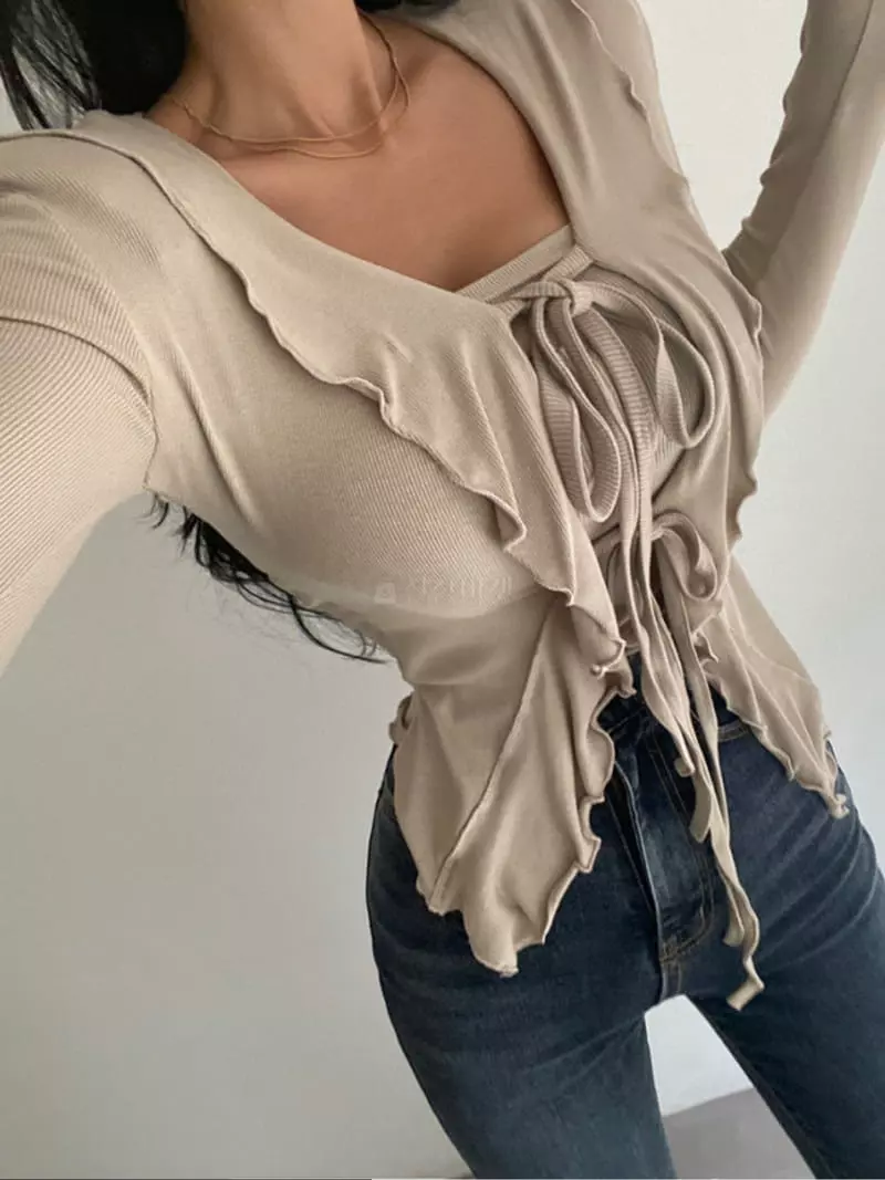 Rare Closet - Korean Women Fashion - #momslook - Loe Frill Cardigan - 6