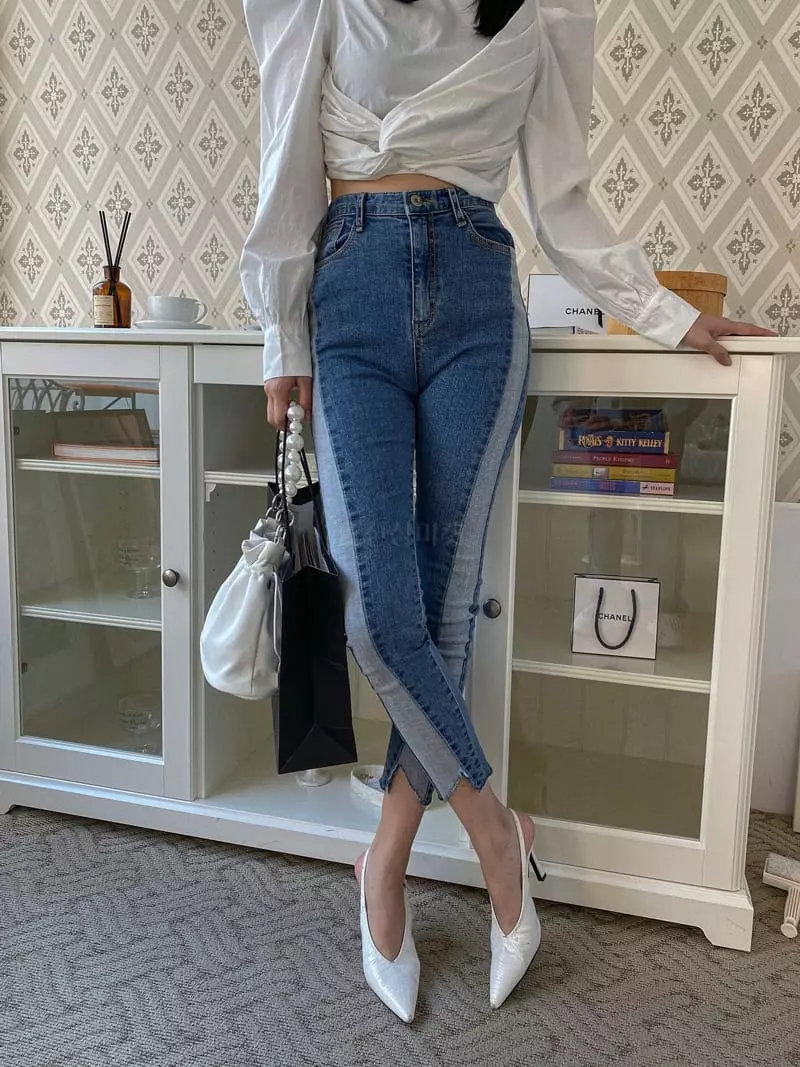 Rare Closet - Korean Women Fashion - #momslook - Line Skinny Pants - 2