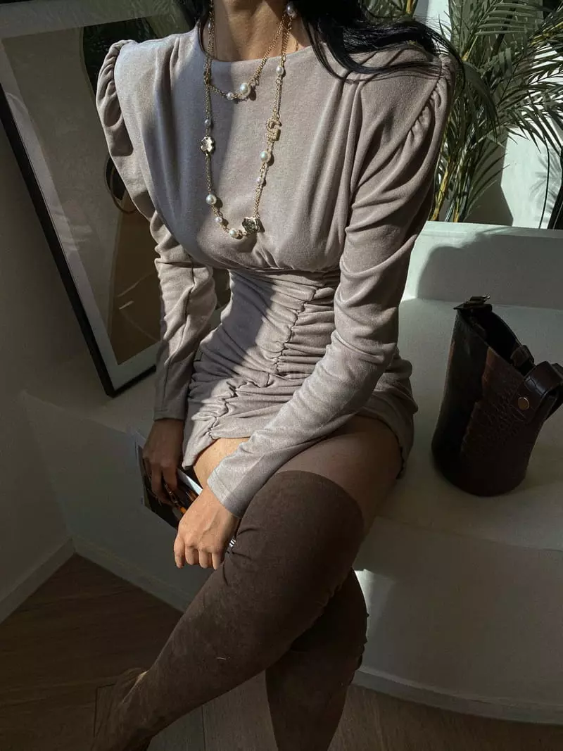 Rare Closet - Korean Women Fashion - #romanticstyle - Glem Shirring One-piece - 8