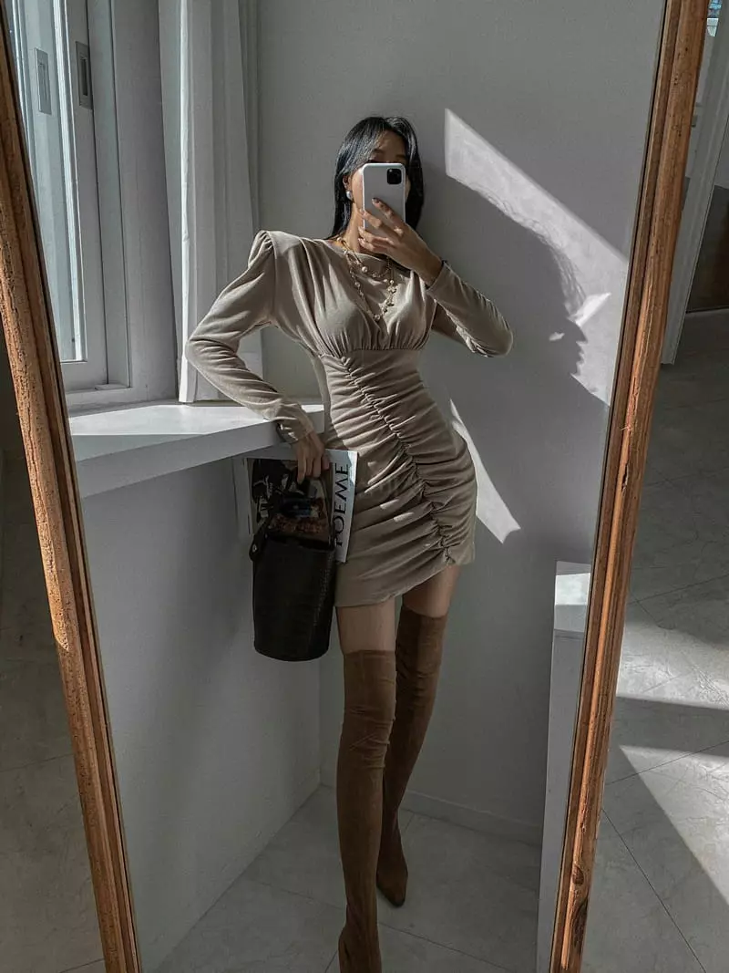 Rare Closet - Korean Women Fashion - #womensfashion - Glem Shirring One-piece - 4