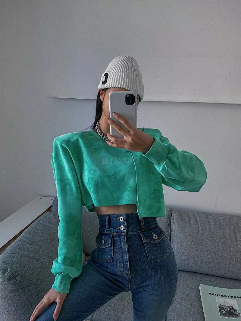 Rare Closet - Korean Women Fashion - #womensfashion - Tie Dye Crop Sweatshirt - 5