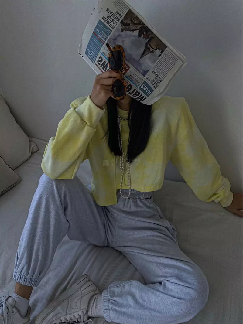 Rare Closet - Korean Women Fashion - #womensfashion - Tie Dye Crop Sweatshirt - 9