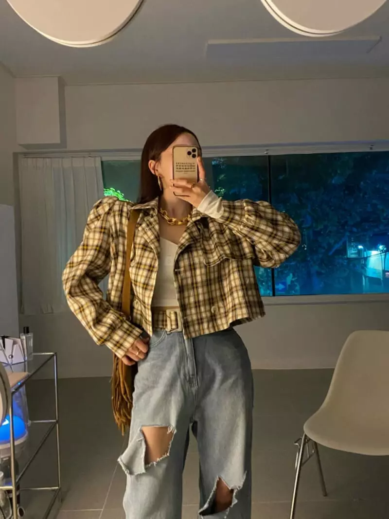 Rare Closet - Korean Women Fashion - #womensfashion - Check Short Trench Jacket - 9