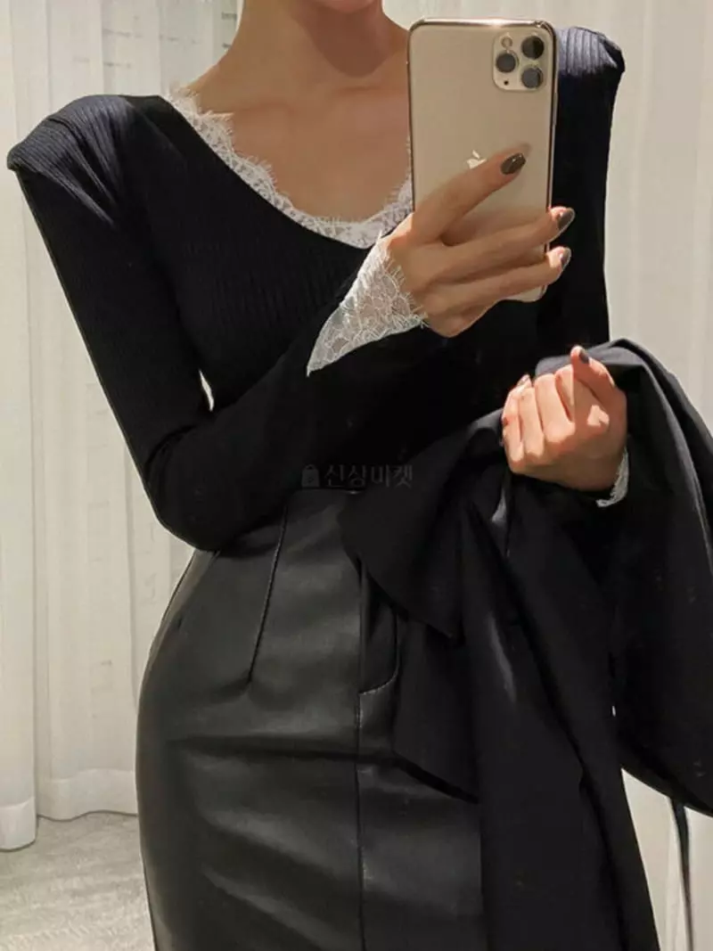 Rare Closet - Korean Women Fashion - #momslook - Oz Lace Tee - 4