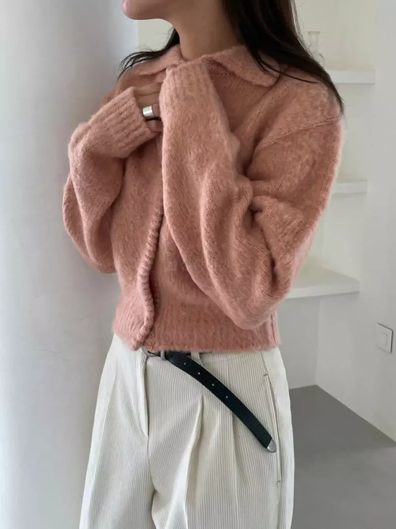 Ravi - Korean Women Fashion - #momslook - Butter Collar Cardigan