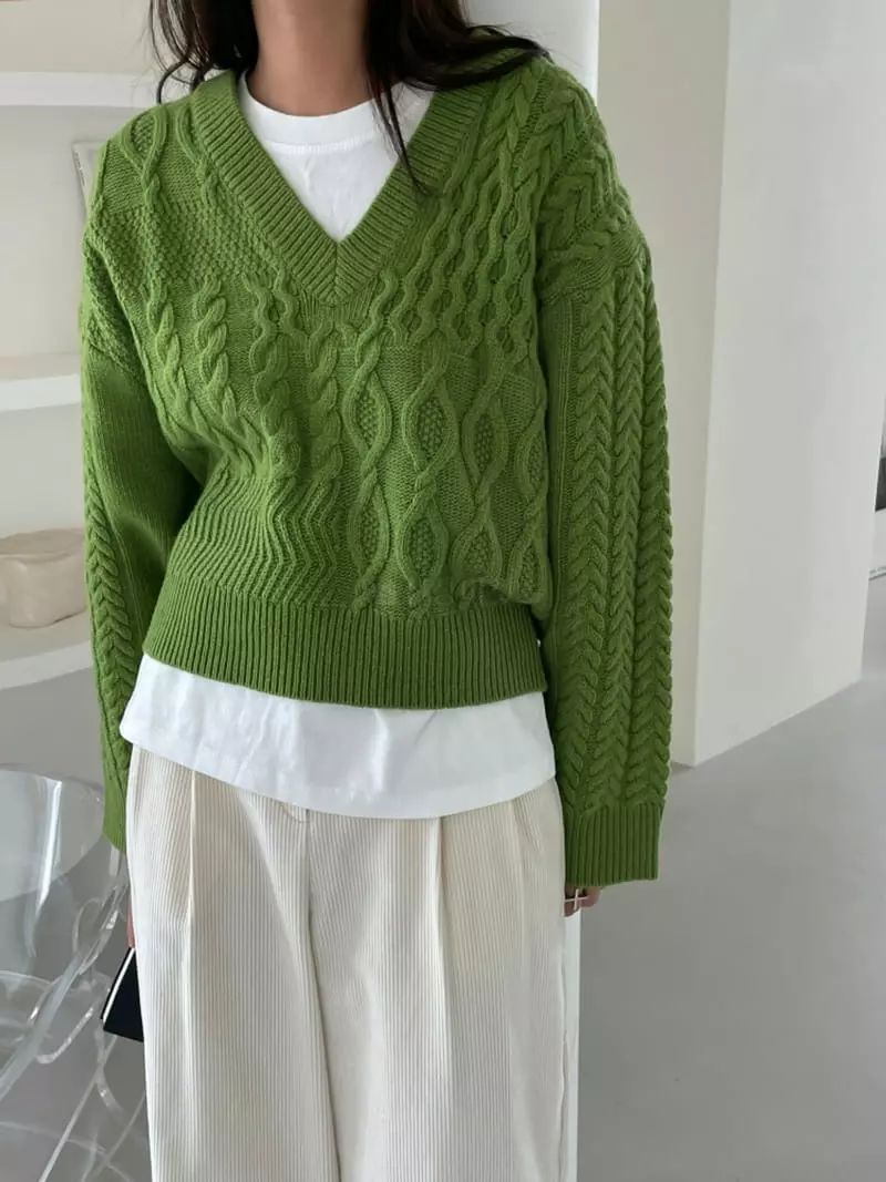 Ravi - Korean Women Fashion - #womensfashion - Mix V Knit Tee