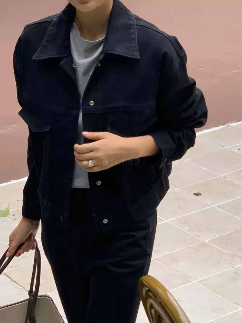 Refleur - Korean Women Fashion - #momslook - Black Denim Jacket - 3